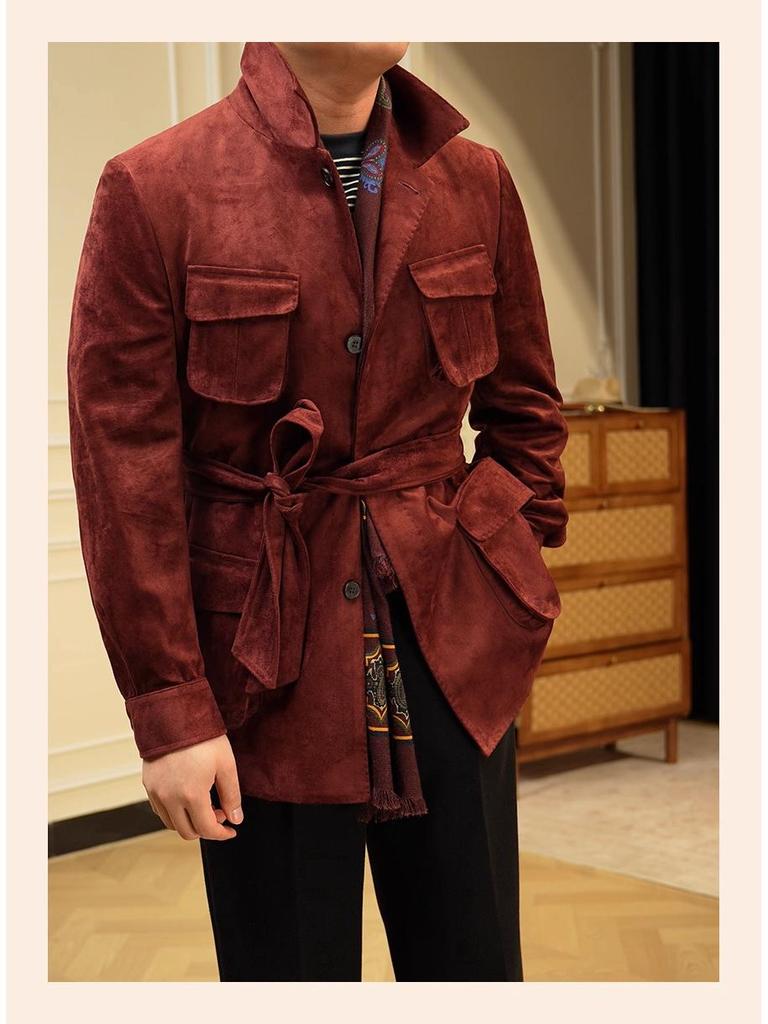 Ruishen Italian Retro Suede Plush Jacket - Autumn/Winter Casual Business Outerwear