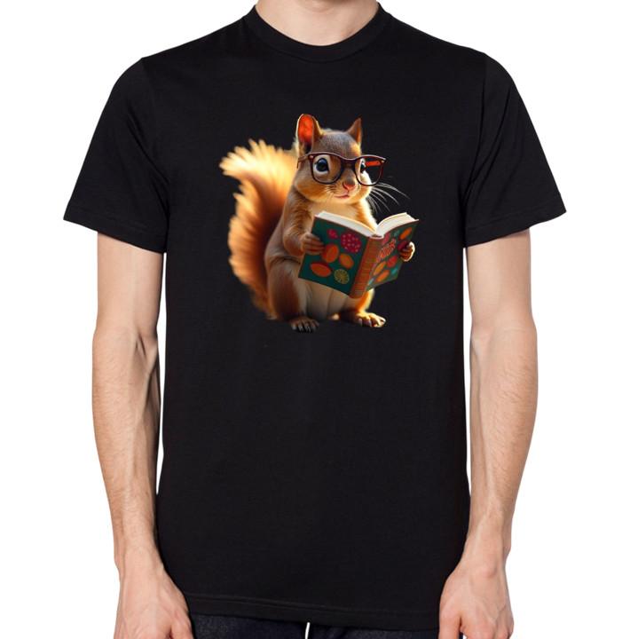 Squirrel Reading A Book T-Shirt Men Women Unisex Top XL