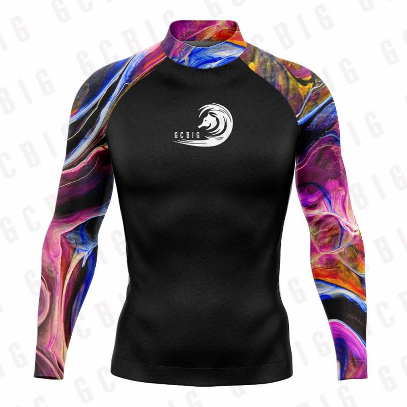 Mens Rash Guard Long Sleeve Quick Dry UV Protection Swim Shirt Surfing Snorkeling Water Sports