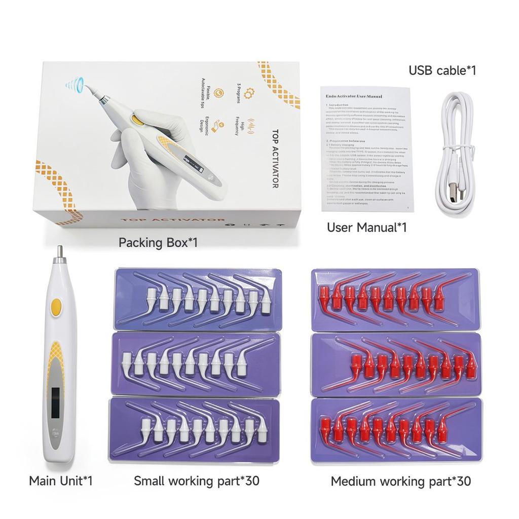 High Frequency Dental Ultrasonic Activator, 60Pcs Free Flexible Tips, 3 Programs for Root Canal Activation