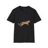 T-shirt Nera Vintage con Stampa Floreale di Ghepardo Acquerellata Estetica Naturale