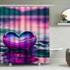 Colorful Heart Shape Shower Curtain Waterproof Decoration For Bathroom Pink Purple Blue Swirl Waves Print Fabric Home Supplies A
