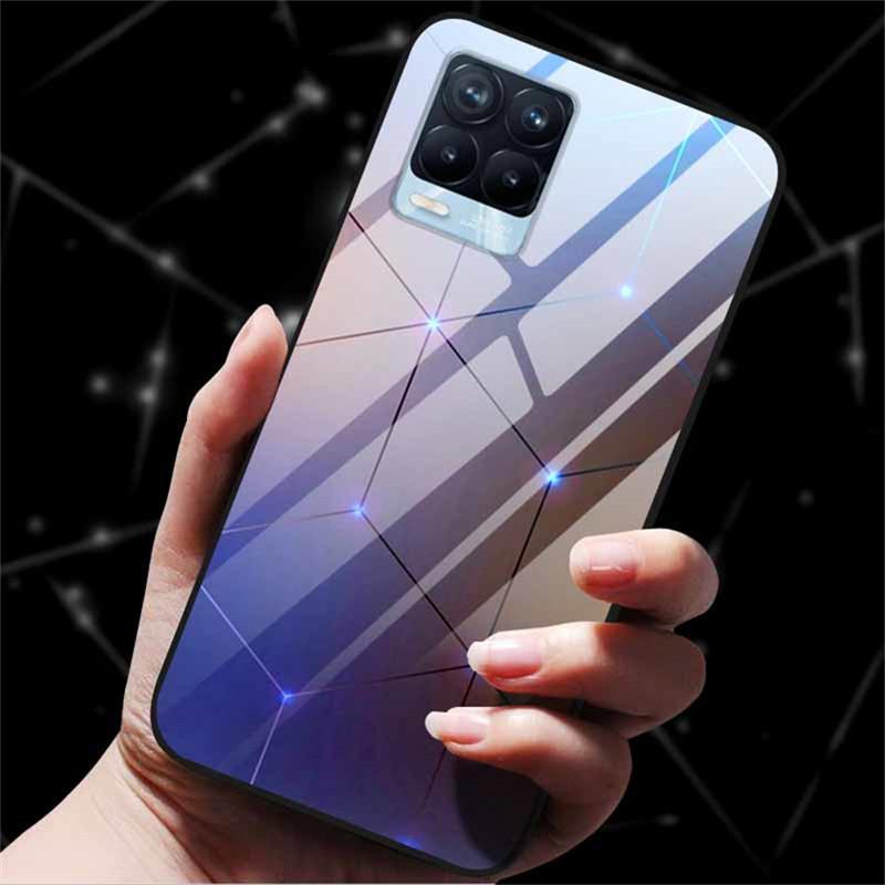 For Realme 8 Case Tempered Glass Hard Back Cover Case For Realme 8 5G 8i Realme 8 Pro Phone Case Cover Realme8 Pro Soft Bumper