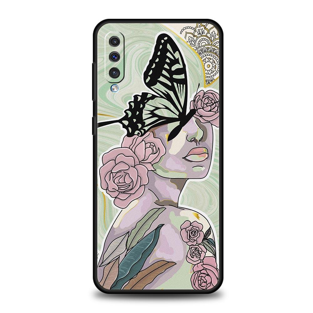 Paris Art Blue Butterfly Flower Phone Case For Samsung A12 A32 A50 A70 A20E A20S A10 A10S A22 A30 A40 A42 A52 5G A02S A04s Cover