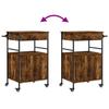 Kitchen Trolley Smoked Oak Finish 56 x 43 x 89.5 cm Engineered Wood