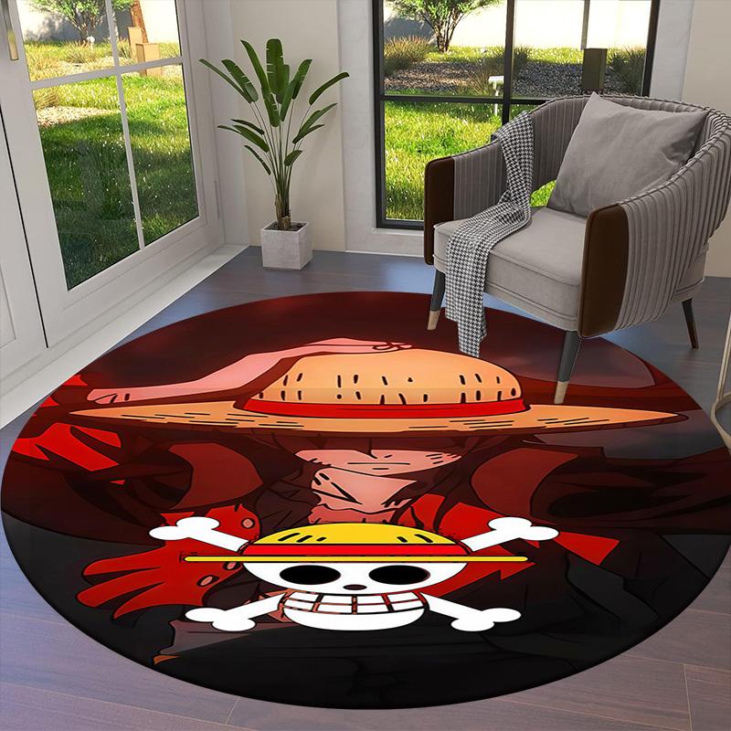 One Piece Anime Round Area Rug Carpet Rug For Living Room Bedroom Sofa Playroom Decor Nonslip Floor Mat