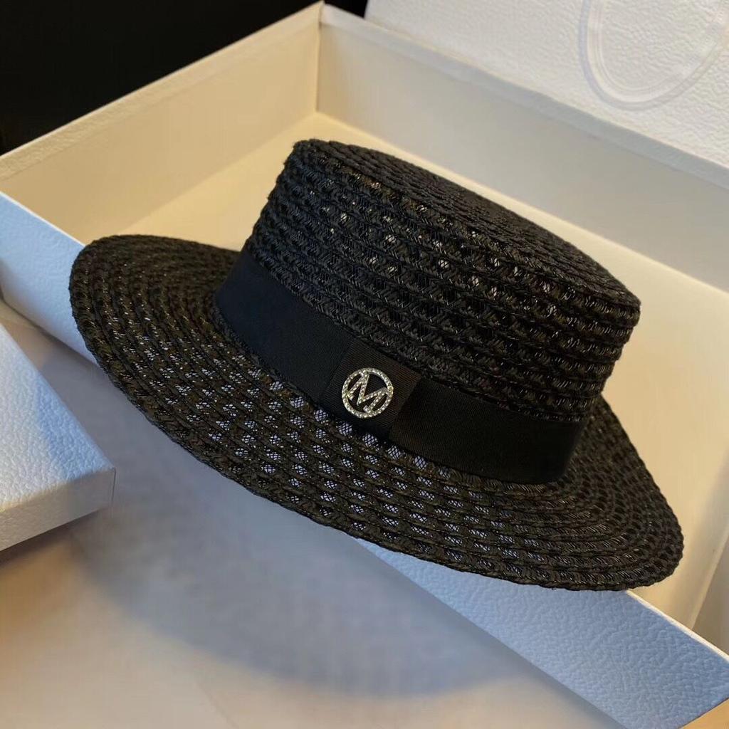 Sombreros de Copa Británicos de Espiga para Mujer de Primavera y Verano Sombreros de Sol para la Playa Protección Solar Sombreros de Sol de Playa Sombreros de Copa Casuales de Vacaciones