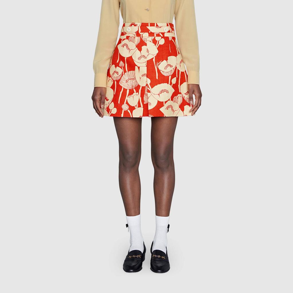 GUCCI Casual Short Skirts Women's Red Moderate A Line Skirt 661562-ZAGUI-6397