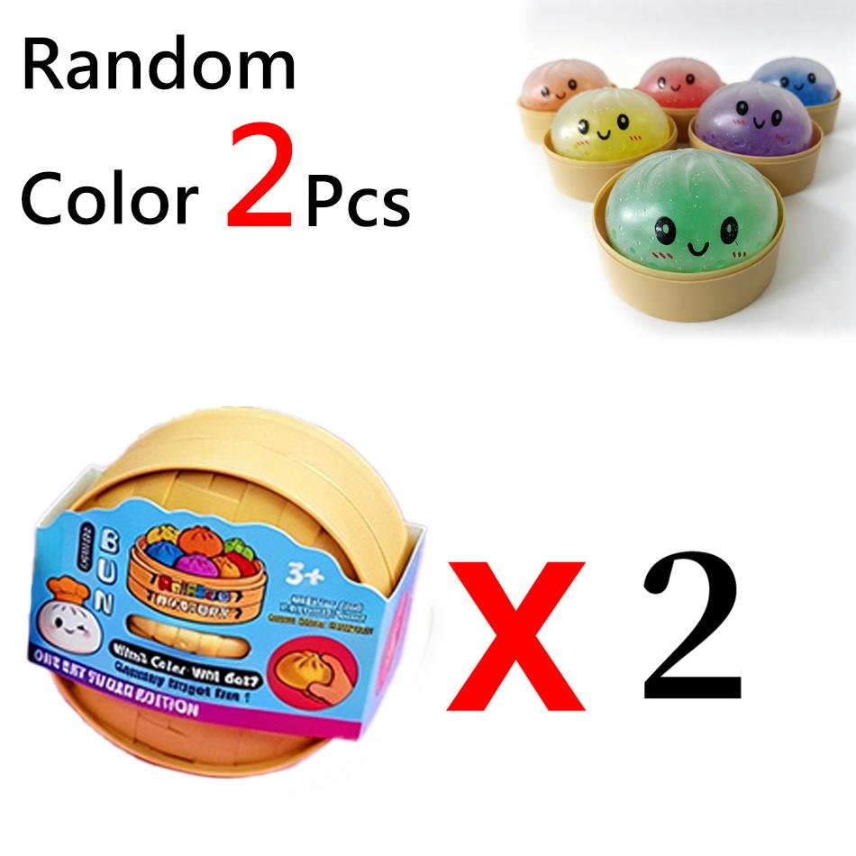 Random Color Beaded Dumpling Squishy Toy Rainbow  Blind Box Bamboo Steamer Squeeze Fidget Toy Party Stress Relief Gift