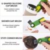 3 In 1 Milk Water Bottle Cup Lid Cleaning Brush Multi-Functional Straw Crevice Cleaner Brush U-shaped Bottle Gap Clean Tools