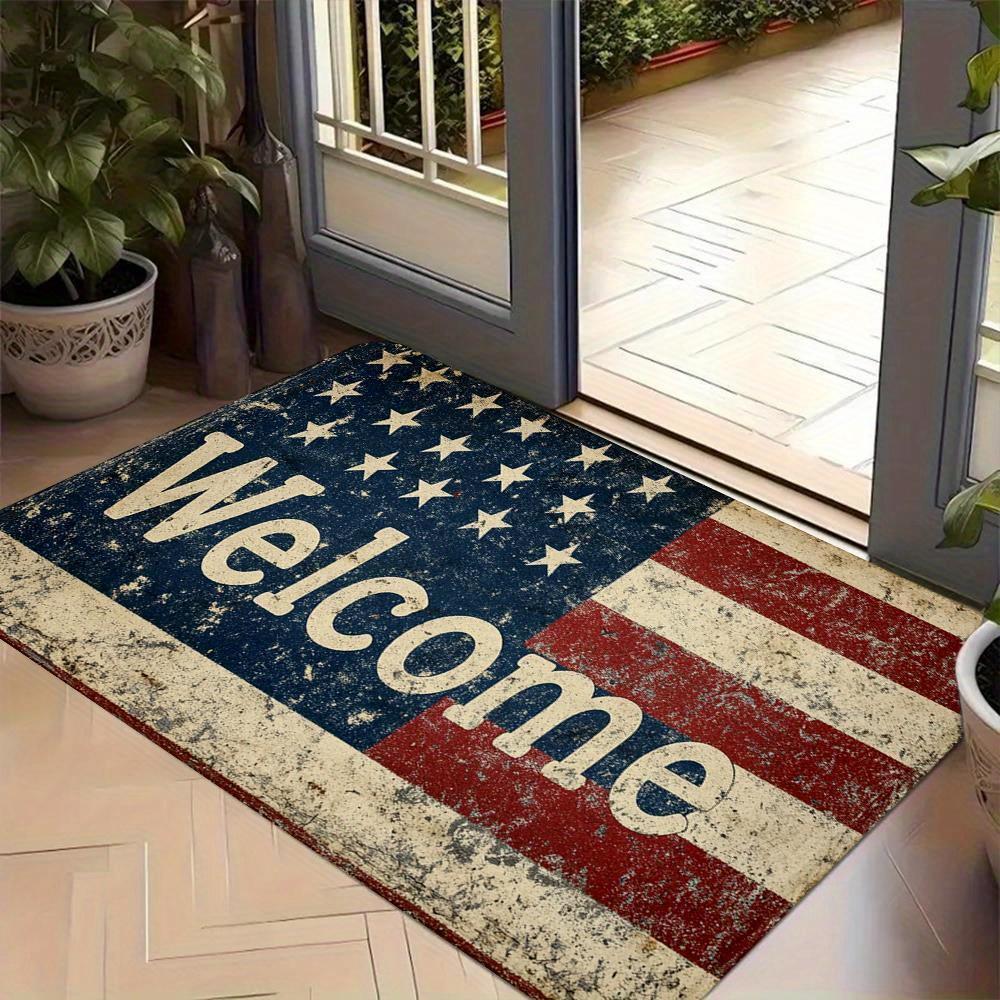 VIKAMA Vintage American Star Bar Welcome Mat Non-Slip Wear-Resistant Kitchen Bedroom Carpet Porch Mat Home Decoration