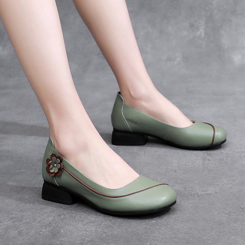 Fashion GKTINOO Women Shoes Genuine Leather 2025 Spring New Dress Shoes Women Large Size Low Heels Office Lady Shoes Women