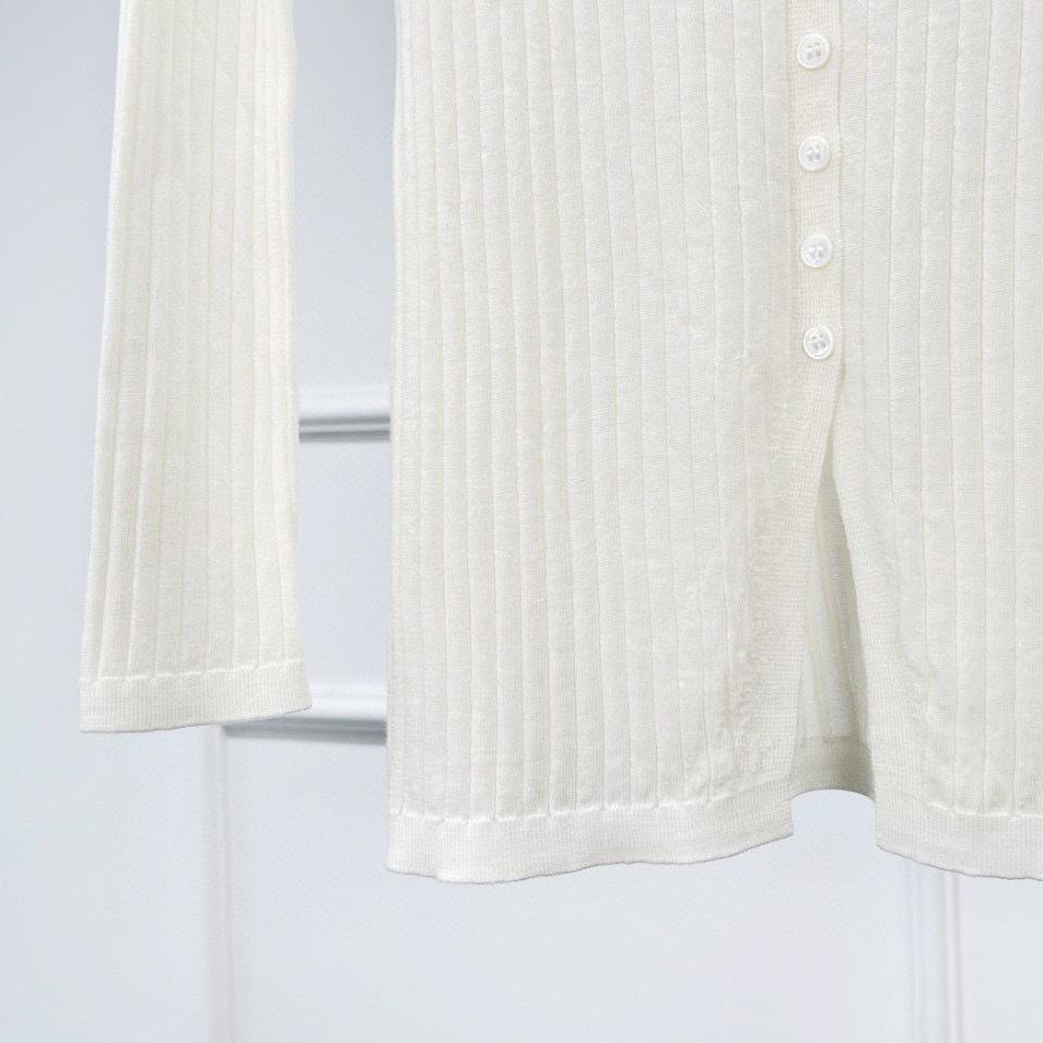 Nordic Minimalist German Yarn Super120's Ribbed Crew Neck Wool Cardigan