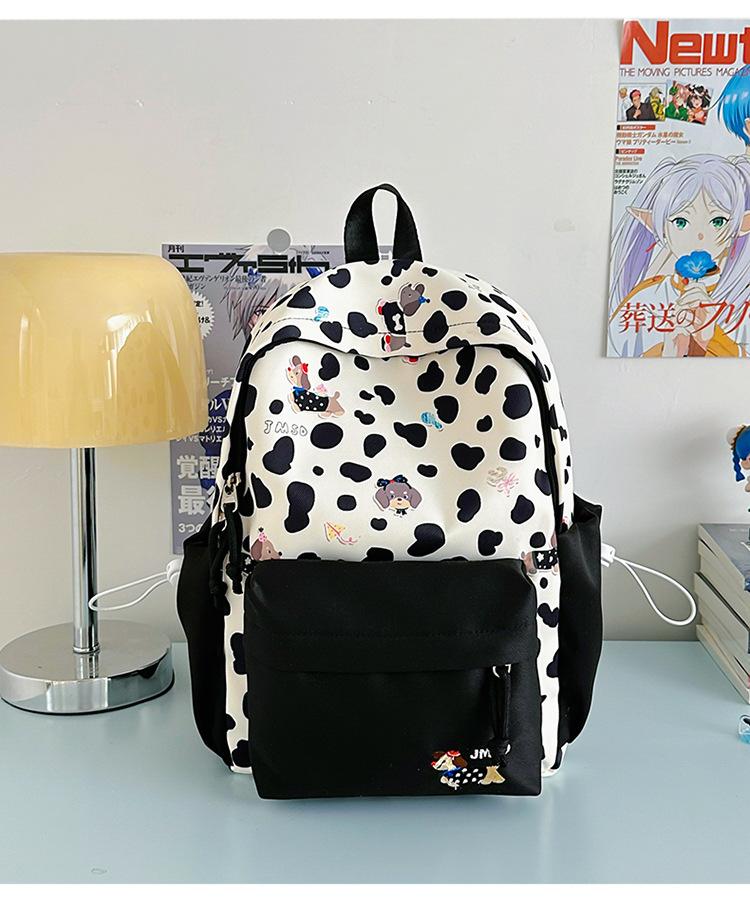 Schoolbag New High-value Japanese Ins Fresh and Sweet Polka Dot Contrasting Color Backpack Junior High School Students Lightweight Large-capacity