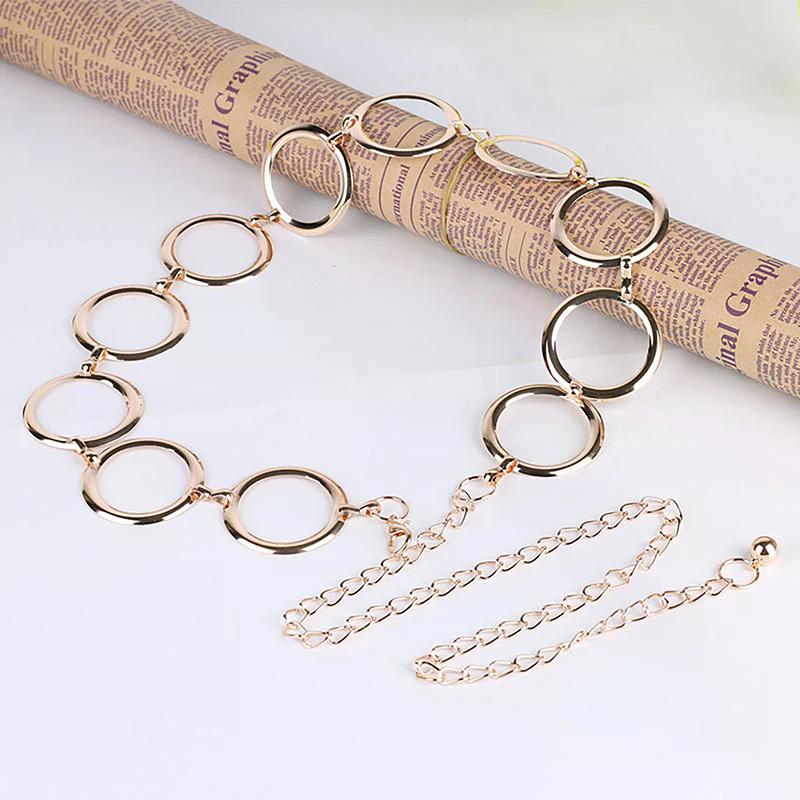 Belt Women Luxury Metal Chain Designer  Large Ring Waist Strap Dress Coat Skirt Decorative Waistband