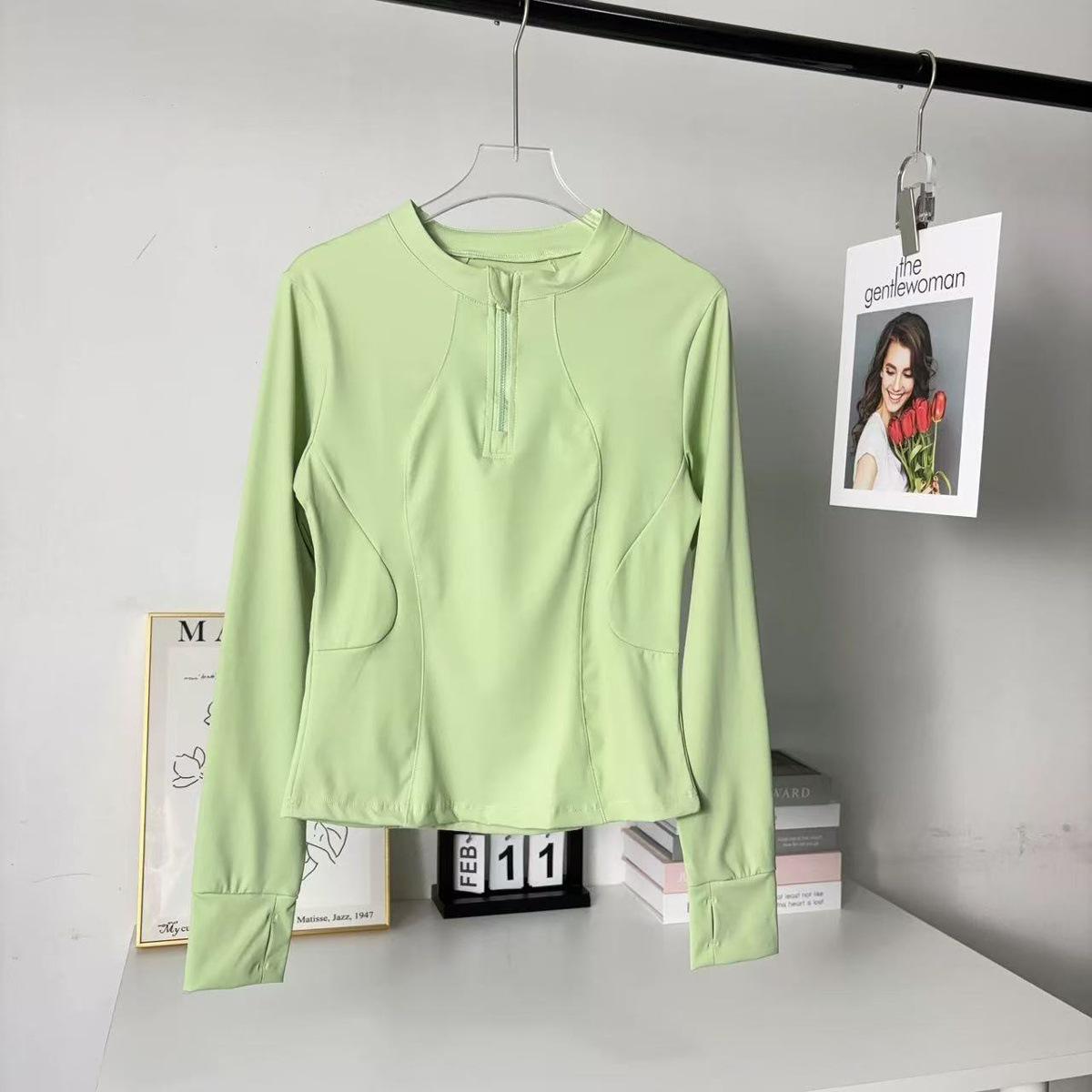 Women s Quick-Dry Half-Zip Yoga and Pilates Top - Short Sleeve, Bare Feel, Perfect for Autumn Running and Fitness Small зелёный