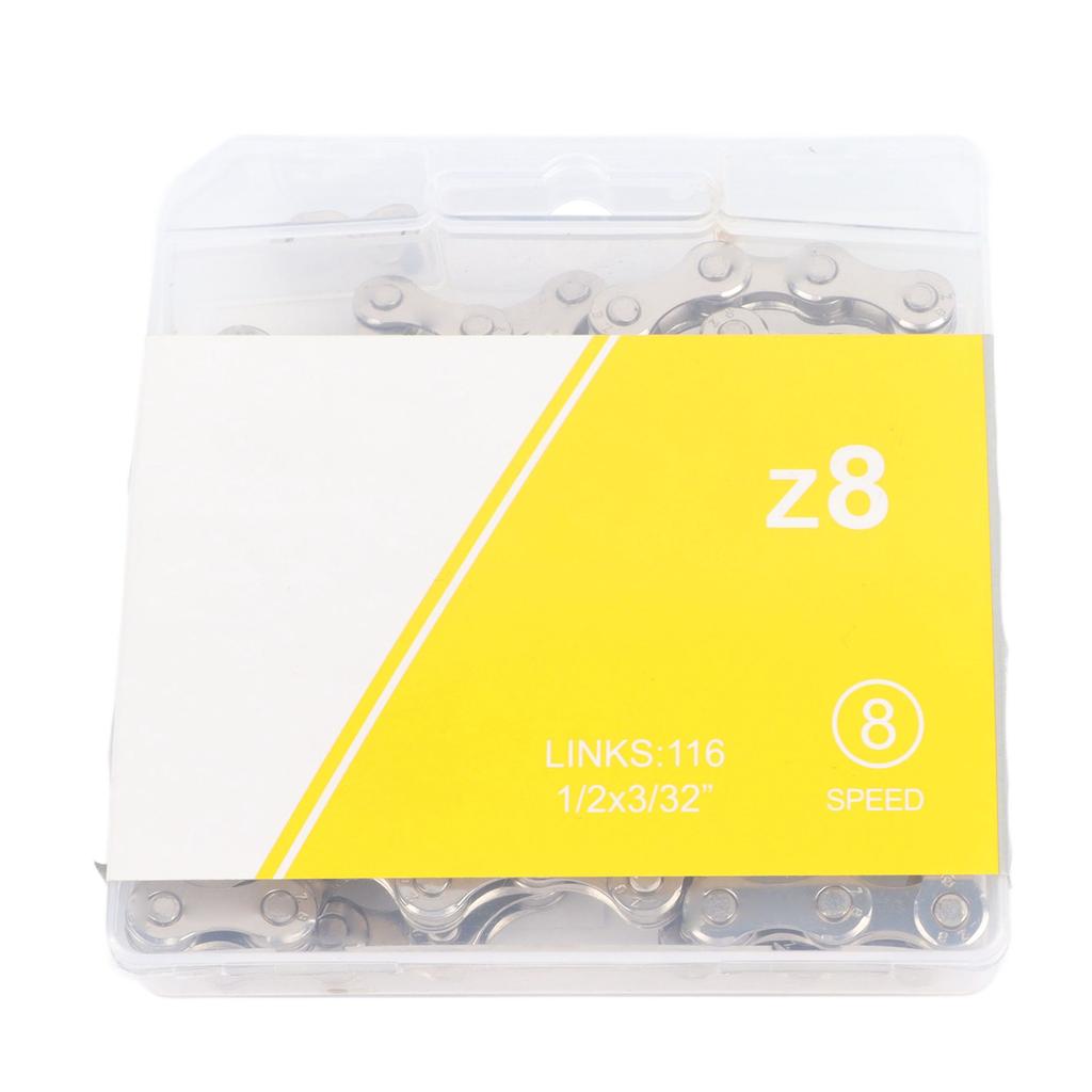 8 Speed Bike Chain Steel Fast Installation Silver Silent Accurate Shifting Mountain Bike Chain for 8 Speed Bicycles