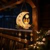 Weather Resistant Resin Ornament Solar Angel Moon Light, Christmas Hanging Lantern with Warm Glow, Garden Patio Yard Decoration Outdoor for
