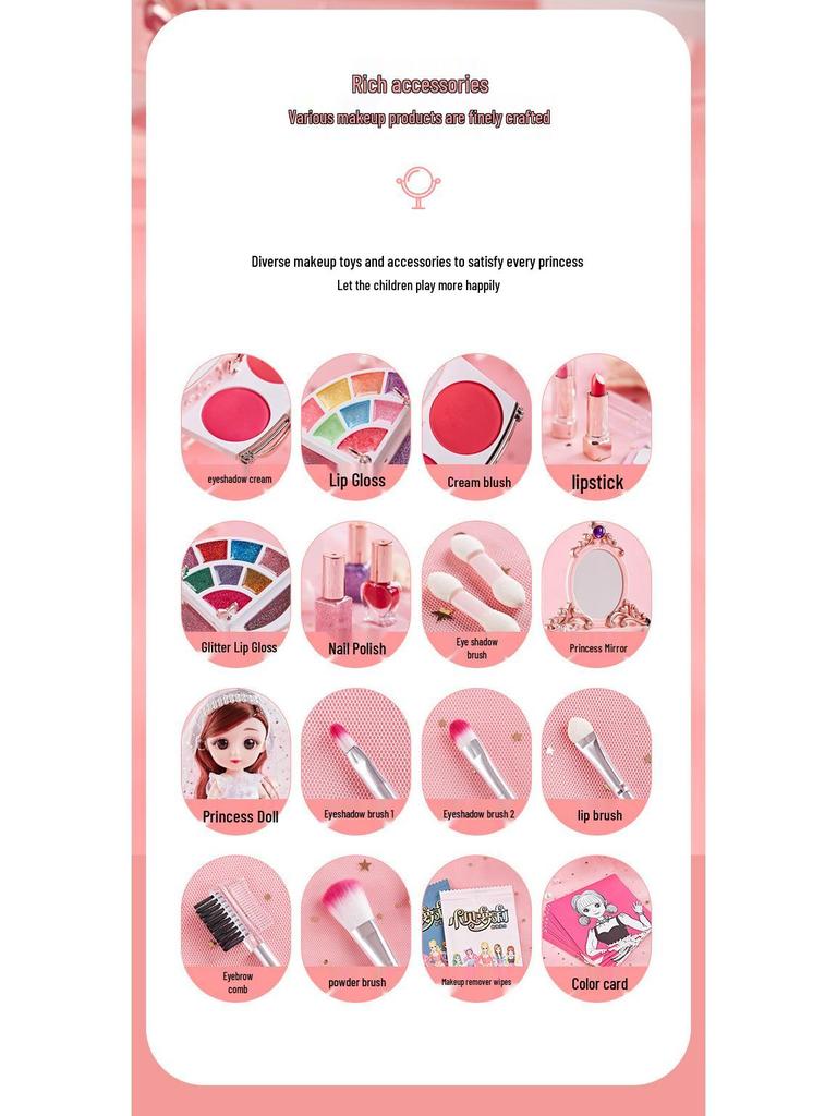 Children's Makeup Toy Set: Pretend Play Dressing Table with Lipstick & Nail Art