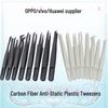 Plastic Anti-Static Tweezers Set: Pointed, Flat, Round, Black & White - Model 93303