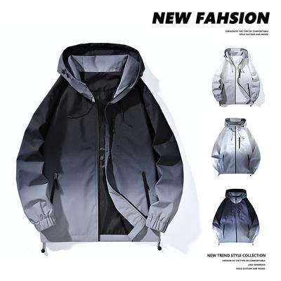 Coats Men's Jackets Spring and Autumn Youth New Popular Trendy Brands Early Autumn Casual Work Wear Men's Gradient Color Tops