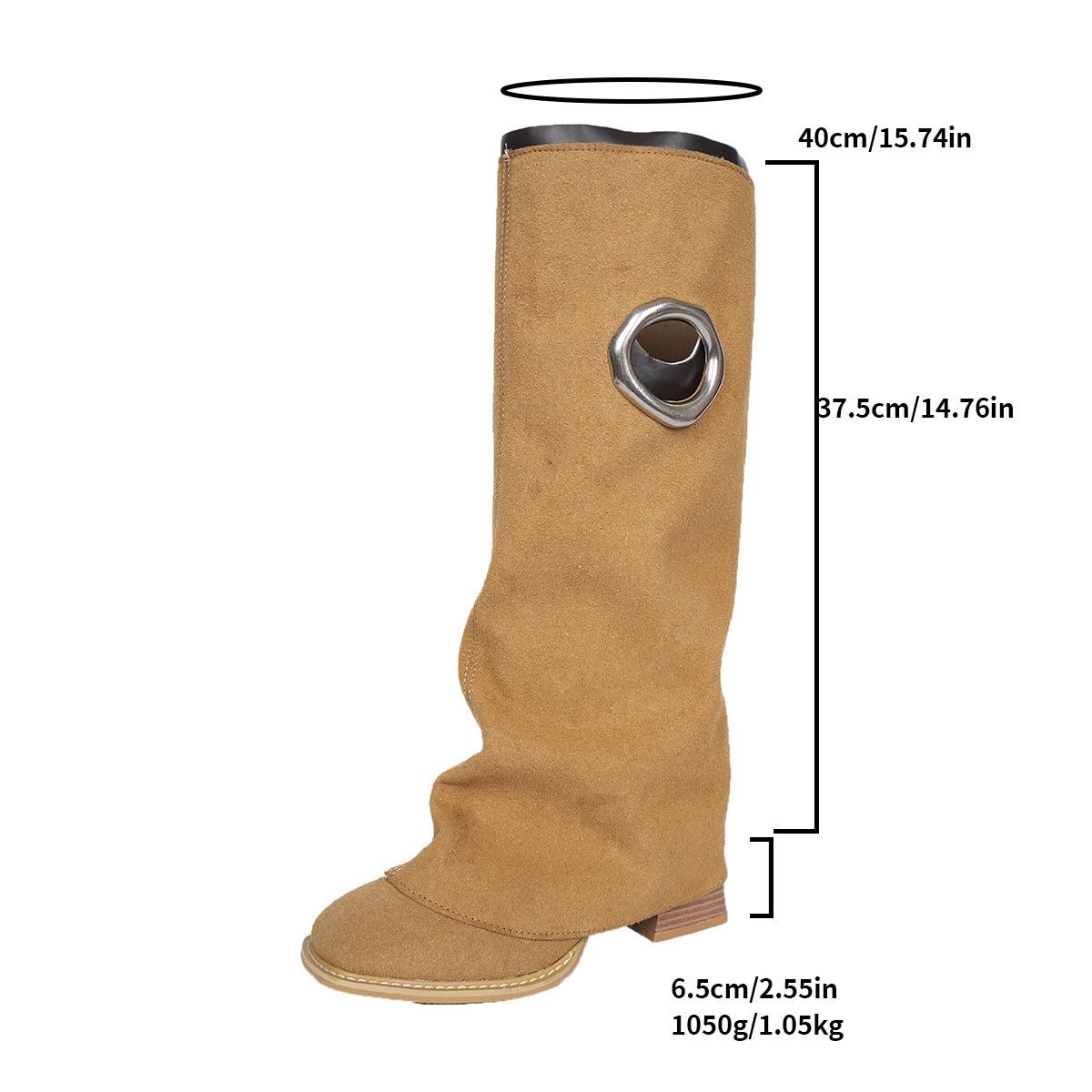 

Vintage High-Tube Pants Boots Women s Autumn New Style Mid-Heel Knight Boots Hole Design Simple Retro Boots for Women 35 хакі
