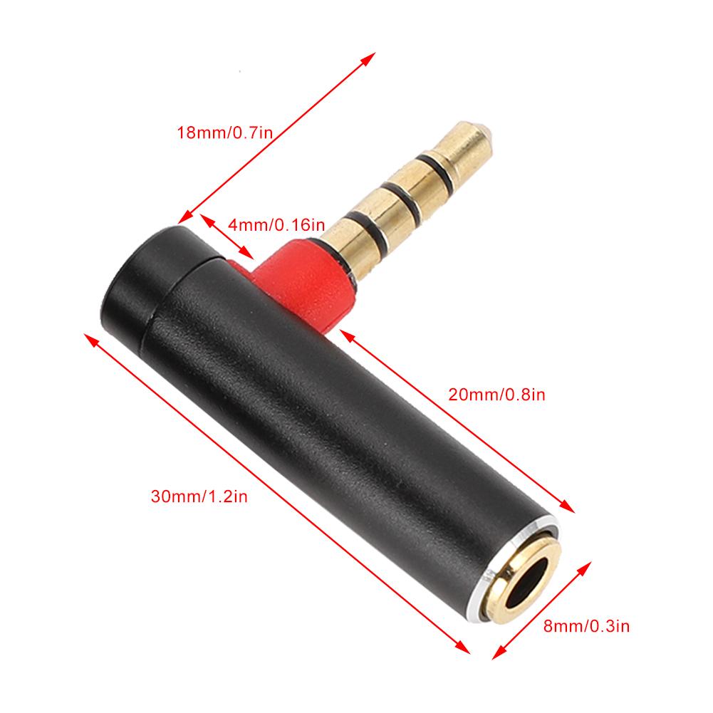 2PCS 3.5mm Male to Female Adapter Right Angle Stereo Headphone Cable Plug