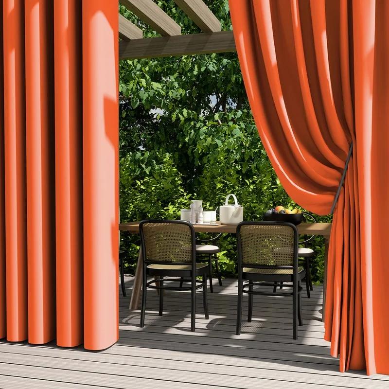 Solid Color Exterior Curtain Suitable  Waterproof Oxford Cloth Privacy Grommet Curtain For Gazebo Front Porch Pergola Patio