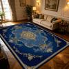 Blue Gold Luxury European Area Rug Classic Bedroom Carpet for Living Room Decor Washable Non-slip Fluffy Coffee Store Floor Mats