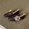 Sheepskin version~ French soft-soled flower shallow mouth single shoes women's 2025 autumn evening shoes versatile Mary Jane single shoes