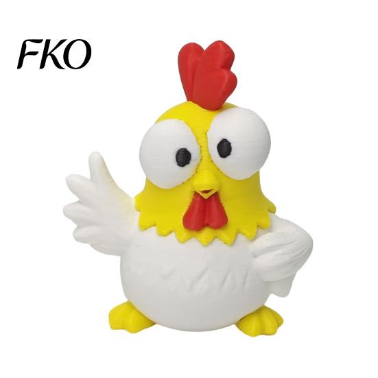 Small Desktop Sculpture 3D Printed Cartoon Rooster Figurine, Mini Big-Eyed Funny Emoticon Figure Ornament, Cute Animal Sculpture, Creative Office Gift