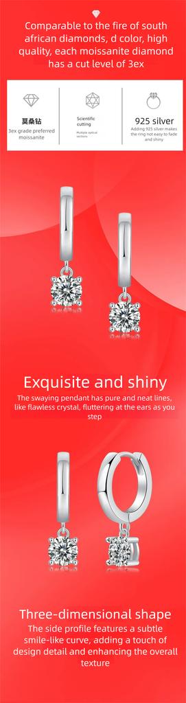 0.5ct 5mm Moissanite Earrings for Women Lab Grown Diamond Ear Studs 925 Silver Fine Jewelry Gift