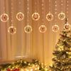 Christmas Led Curtain Lights With Snowman And Santa Shapes For Holiday Party And Indoor Use