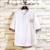 Camisa de Linho Casual Masculina Estilo Retrô de Algodão e Linho Manga Curta Masculina