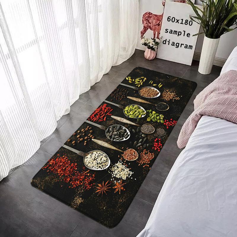 Food Condiment Kitchen Balcony Decor Doormat For Mom Coffee Bean Flannel Floor Mat Indoor Foot Rug Bedside Mats Corridor Carpet