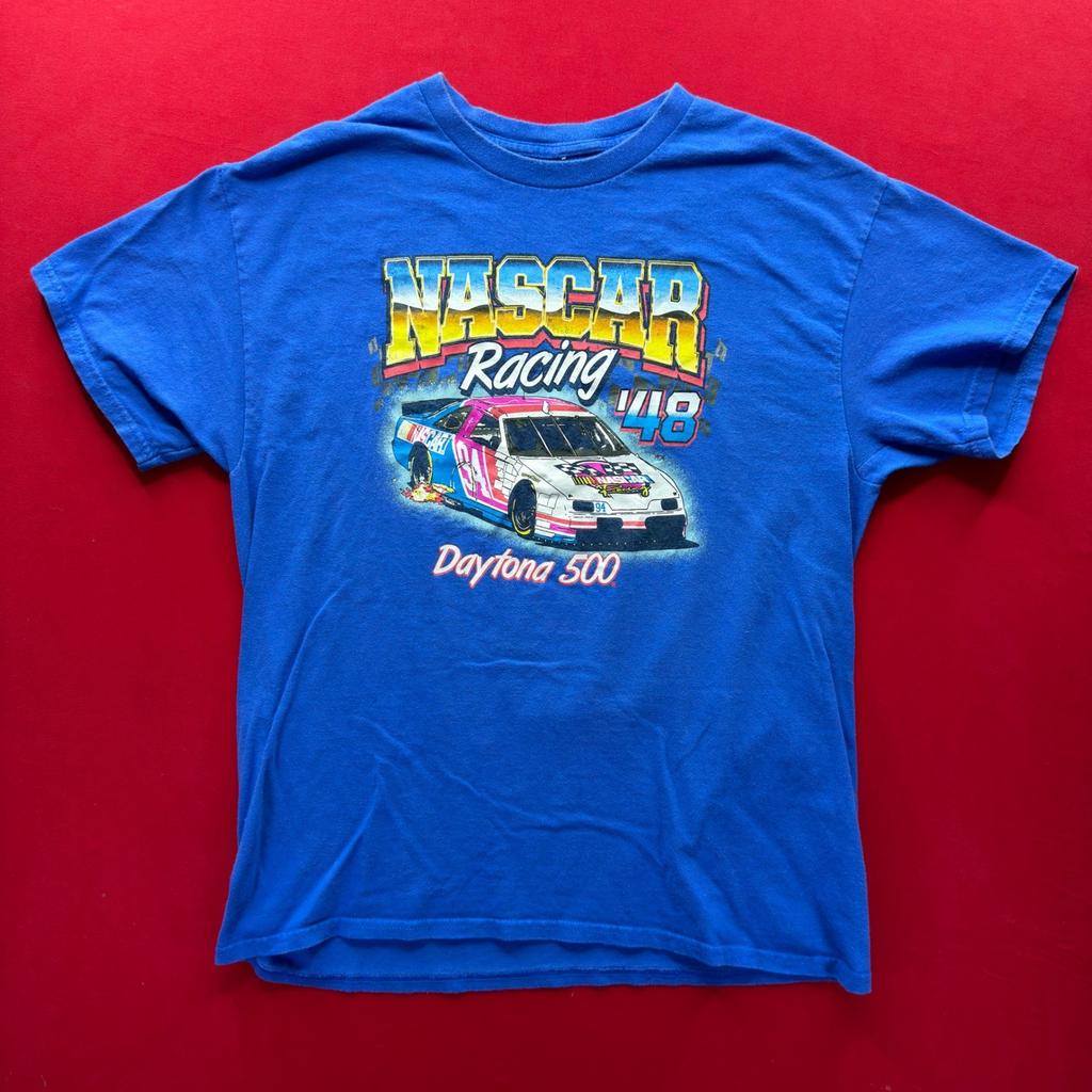 NASCAR Racing Daytona 500 Graphic T-Shirt Mens Blue Short Sleeve Crew Neck 48
