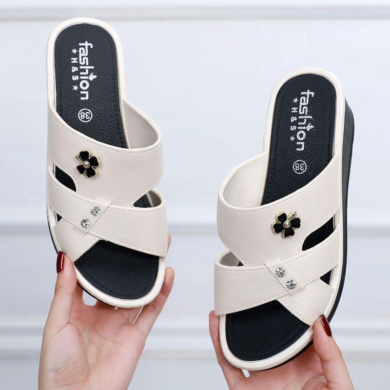 Dámské letní venkovní pantofle na klínku s tlustou podrážkou a protiskluzovou úpravou na pláž a domů