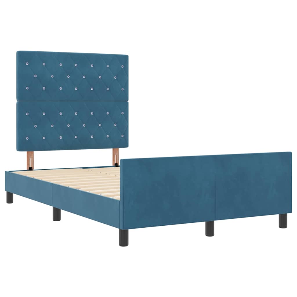 Box Spring Bed with Headboard Dark Blue 120 x 200 cm Velvet