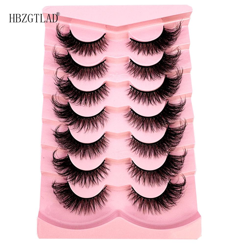 NEU 7 Paar Katzenaugen-Wimpern 3D Natürliche falsche Wimpern 5d Flauschige weiche Kreuz-Manga-Wimpern Wispy Natürliche Wimpernverlängerung Make-up