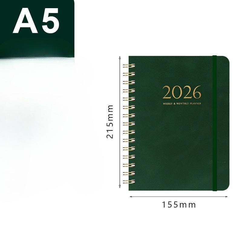 2026 Planner - Weekly and Monthly Planner, A5 Size, Hard Cover Green