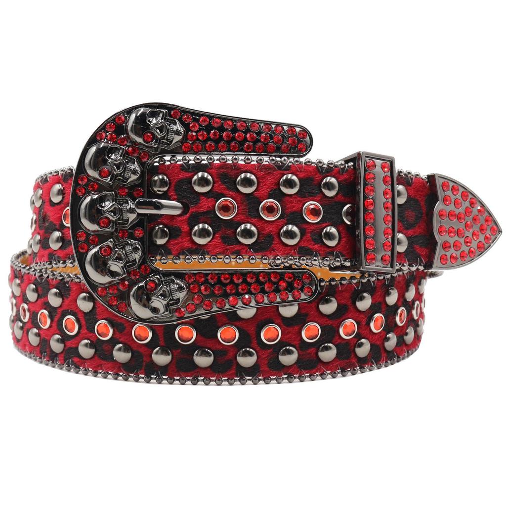 Punk European-American Skull Rhinestone Hip Hop Belt