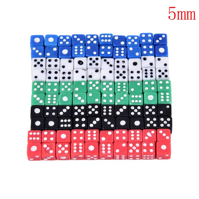 20Pcs/Set High Quality Standard 5Mm Dice Acrylic For Playing Game 5 Colors