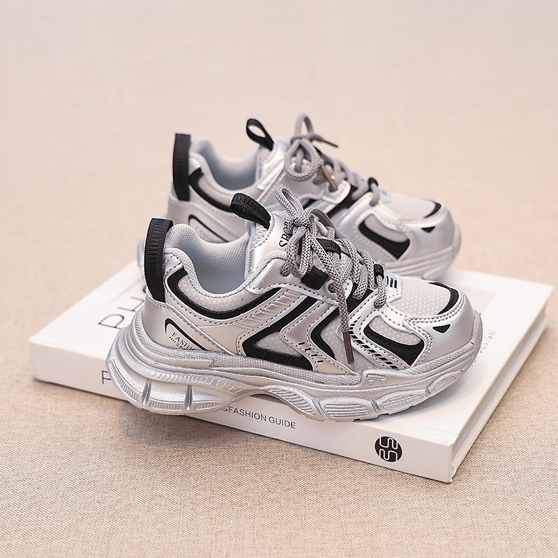 

Новая детская модная трендовая повседневная дышащая обувь, детские студенческие спортивные удобные кроссовки для бега для мальчиков и девочек 26 серый