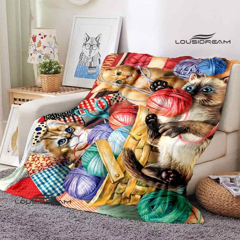 3D-Decke mit Katzendruck, modisch, hält die Decke warm. Flache Zutaten, weich und bequem, Heimreisebettdecke, Geburtstagsgeschenk