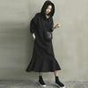 2024 Autumn/Winter Korean Style Loose Hooded Sweater Dress with Over-the-Knee Fishtail Skirt