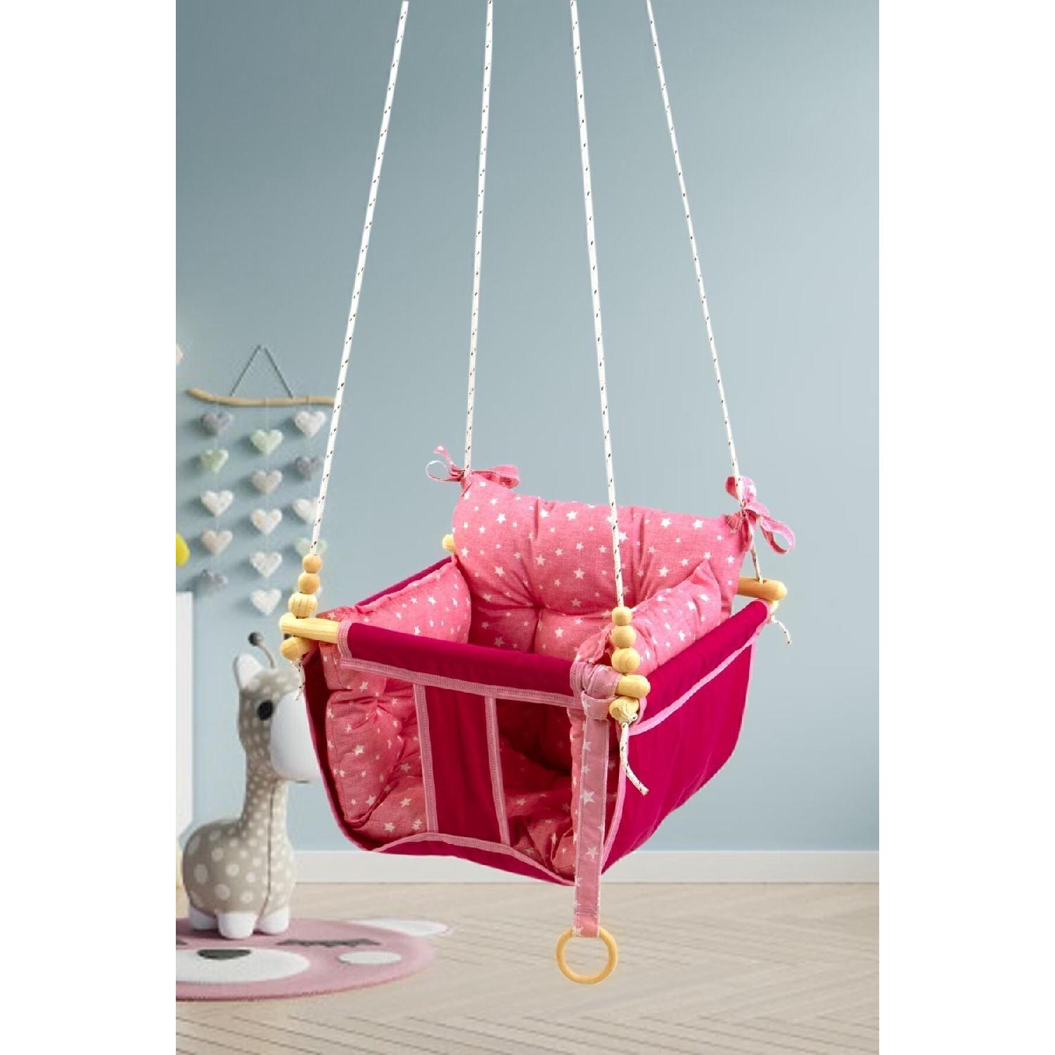 

Wag Swing Pink Boy Wooden Swing Baby Hammock Home Ceiling Garden Switch сірий колір