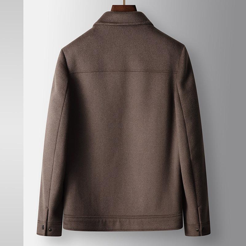 Men's 2025 Short Lapel Wool Jacket with Detachable Goose Down Liner - Light Luxury for Middle-aged & Youth, Warm Business Outerwear