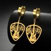 Teamer Vintage Musical Instrument Guitar Note Hoop Earrings Stainless Steel Music Party Rock Punk Pendant Jewelry for Women Girl