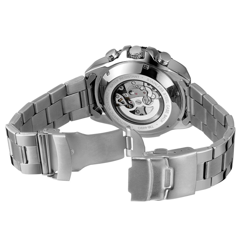Fashion Winner Designer Luxury Man Watch Stainless Steel Skeleton Mechanical Automatic Movement Clock Military Waterproof Male