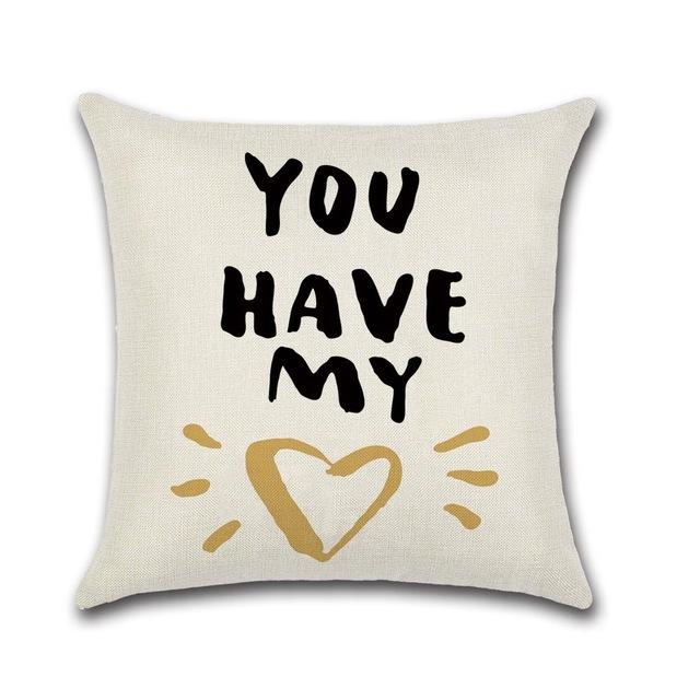 Creative Couple Cushion Cover Cotton Linen Throw Pillow Case For Sofa Lovers Valentine'S Day Decorative Pillowcase Cushion Cover